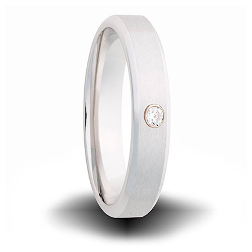 Cobalt 6mm Brushed Pipe Cut Ring with Diamond Accent