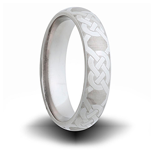 Knot Pattern Titanium 6mm Domed Ring