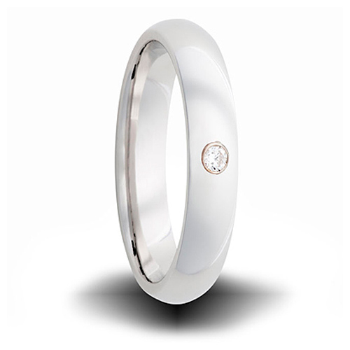 Cobalt 6mm Domed Ring with Diamond Accent