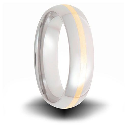 Cobalt 6mm Domed Ring with 14kt Yellow Gold Inlay