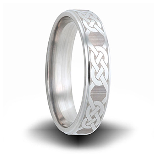 Cobalt 6mm Knot Pattern Ring with Step Down Edges