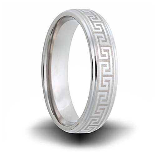 Greek Pattern Titanium 8mm Step Down Edge Ring