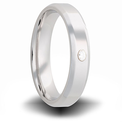 Cobalt 6mm Beveled Ring with Diamond Accent