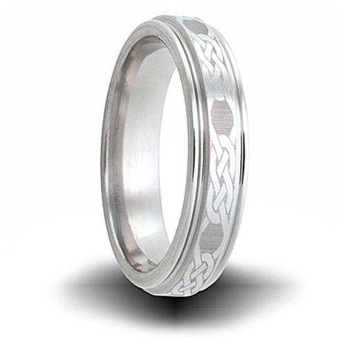 Knot Pattern Titanium 6mm Step Down Edge Ring