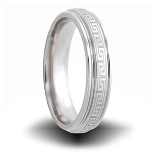 Greek Pattern Titanium 6mm Step Down Edge Ring