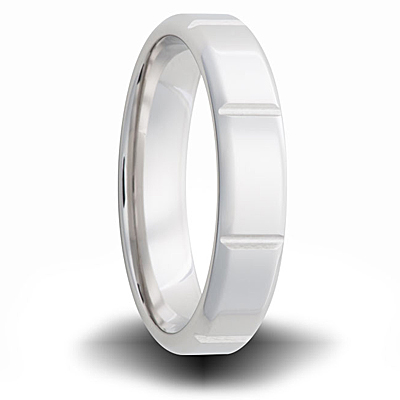 Cobalt 6mm Polished Band with Grooves