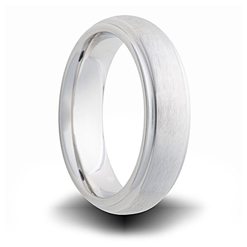 Cobalt 6mm Brushed Wedding Band with Step Down Edges