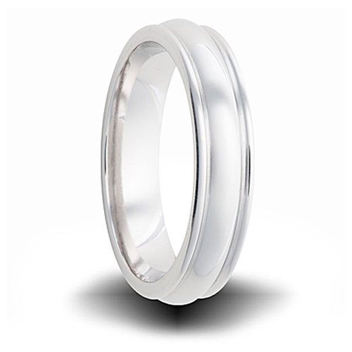 Cobalt 6mm Polished Domed Band with Ridged Edges