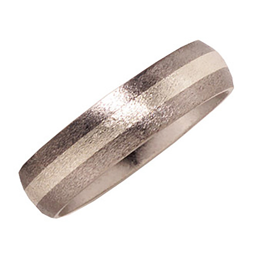 Titanium 6mm Stone Finish Wedding Band and Sterling Silver Inlay