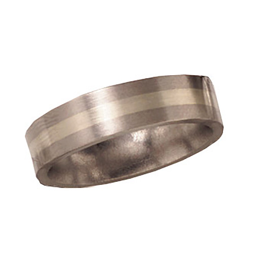 6mm Titanium Flat Band with 14K Gold Inlay