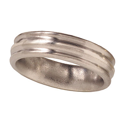 6mm Titanium Band Satin Domed with Platinum Inlay