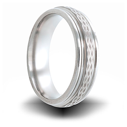 Cobalt 6mm Weave Pattern Ring with Rounded Edges