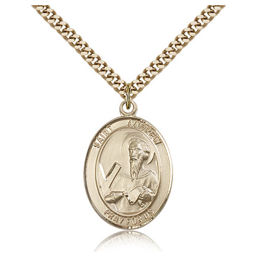 Gold Filled 1in St Andrew Medal & 24in Chain