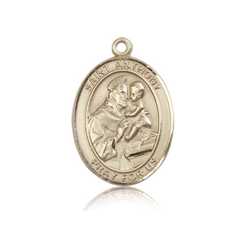 14k Yellow Gold 1in Oval St Anthony Medal