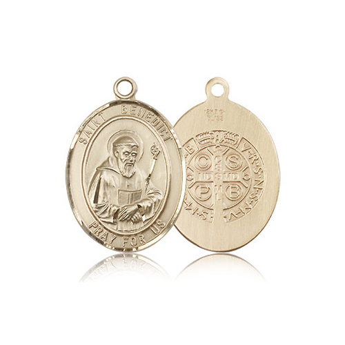 14kt Yellow Gold 1in St Benedict Medal