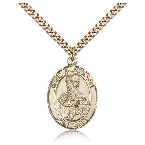 Gold Filled 1in St Alexander Medal & 24in Chain