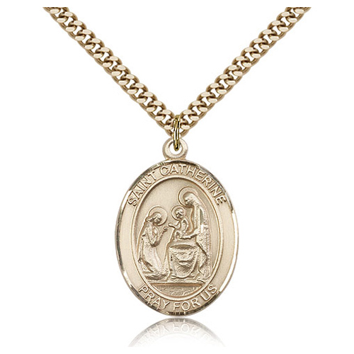 Gold Filled 1in St Catherine of Siena Medal & 24in Chain