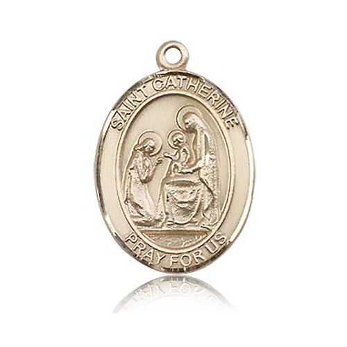 14kt Yellow Gold 1in St Catherine of Siena Medal