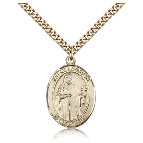 Gold Filled 1in St Brendan Medal & 24in Chain