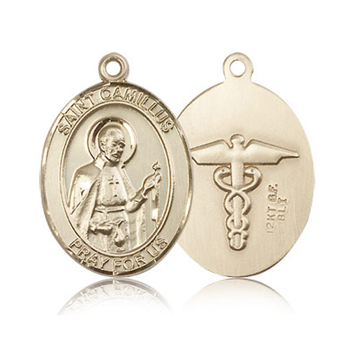 14kt Yellow Gold 1in St Camillus Nurse Medal