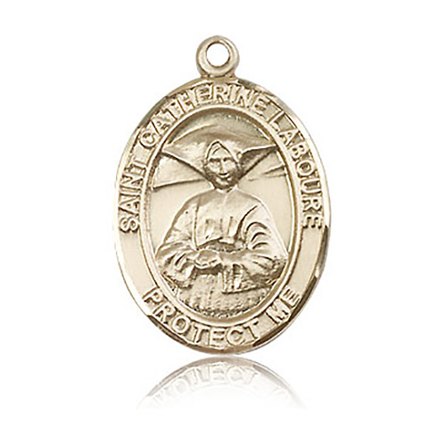14kt Yellow Gold 1in St Catherine Laboure Medal