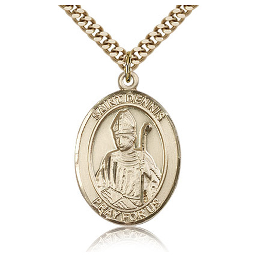 Gold Filled 1in St Dennis Medal & 24in Chain