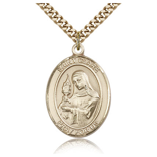 Gold Filled 1in St Clare Medal & 24in Chain