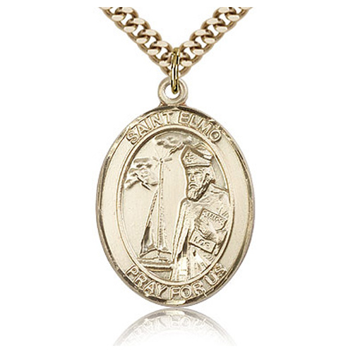 Gold Filled 1in St Elmo Medal & 24in Chain