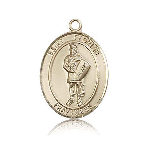 14kt Yellow Gold 1in St Florian Medal