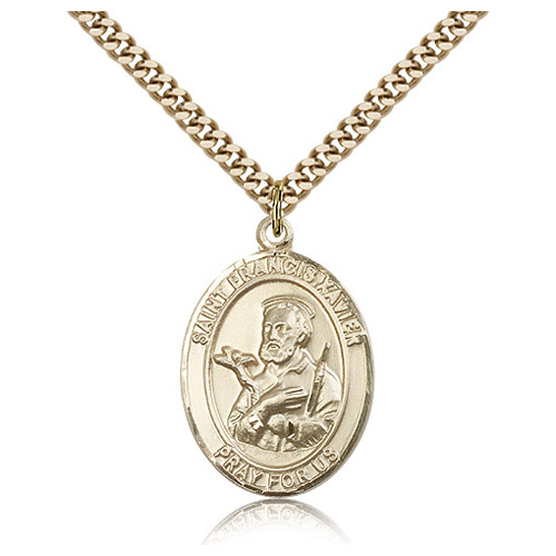 Gold Filled 1in St Francis Xavier Medal & 24in Chain
