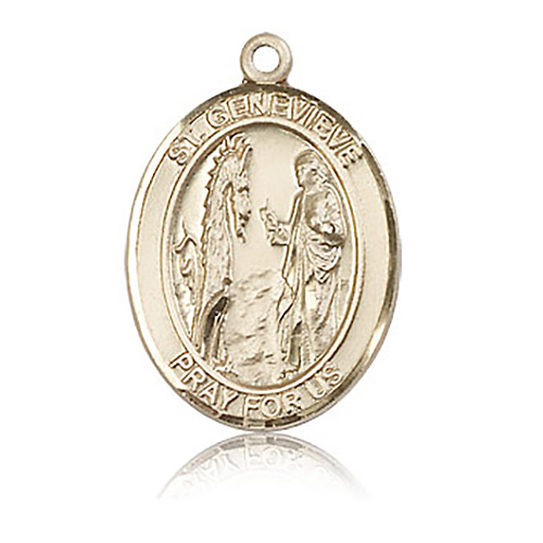 14kt Yellow Gold 1in St Genevieve Medal
