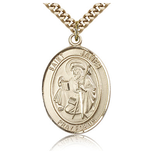 Gold Filled 1in St James the Greater Medal & 24in Chain