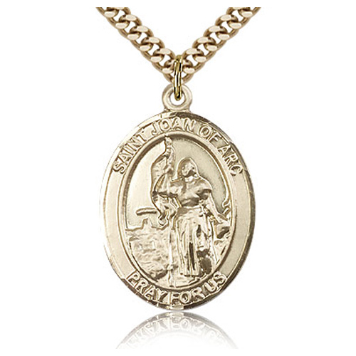 Gold Filled 1in St Joan of Arc Medal & 24in Chain