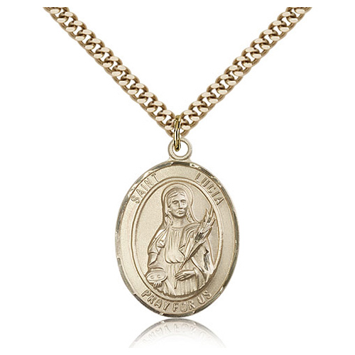 Gold Filled 1in St Lucia Medal & 24in Chain