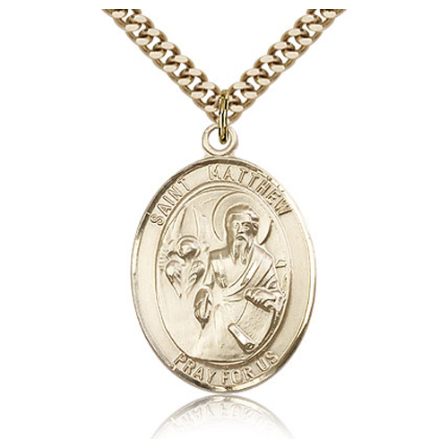Gold Filled 1in St Matthew Medal & 24in Chain