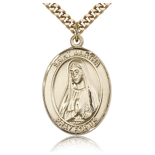 Gold Filled 1in St Martha Medal & 24in Chain