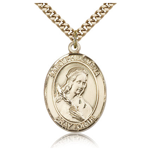 Gold Filled 1in St Philomena Medal & 24in Chain