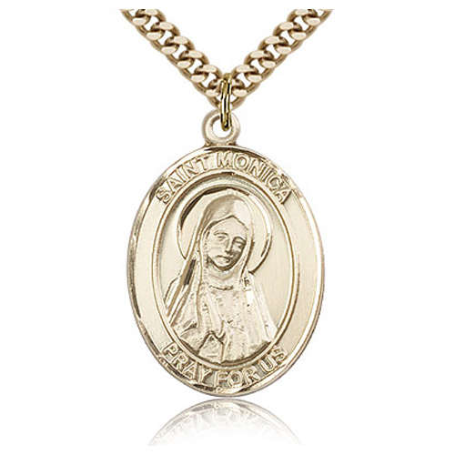 Gold Filled 1in St Monica Medal & 24in Chain