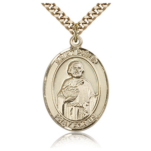 Gold Filled 1in St Philip the Apostle Medal & 24in Chain
