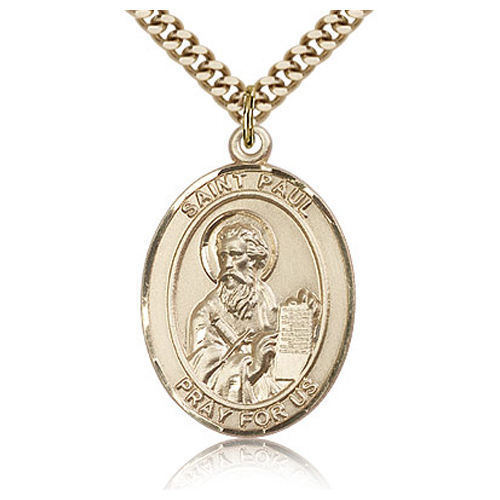 Gold Filled 1in St Paul the Apostle Medal & 24in Chain