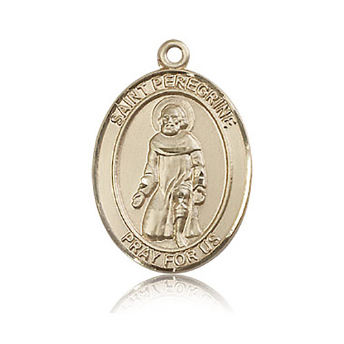 14kt Yellow Gold 1in Oval St Peregrine Medal
