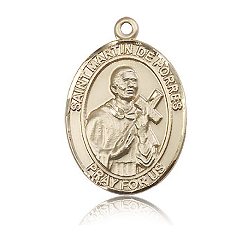 14kt Yellow Gold 1in St Martin de Porres Medal