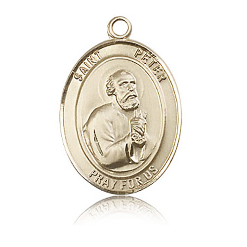 14kt Yellow Gold 1in St Peter Medal