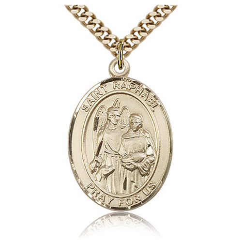 Gold Filled 1in St Raphael Medal & 24in Chain