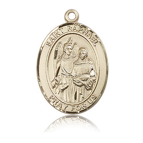 14kt Yellow Gold 1in St Raphael Medal