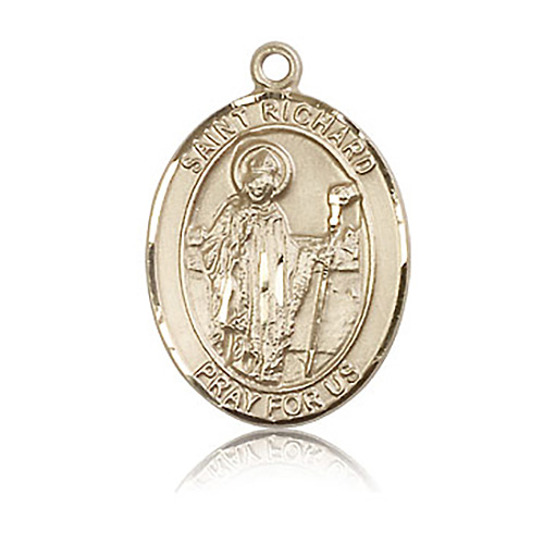 14kt Yellow Gold 1in St Richard Medal