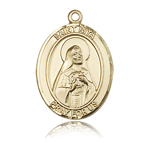 14kt Yellow Gold 1in St Rita Medal
