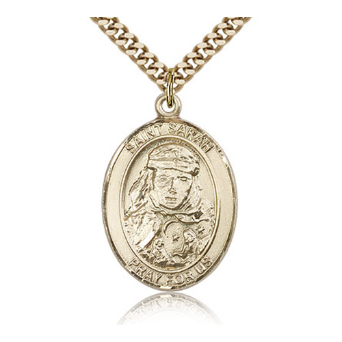 Gold Filled 1in St Sarah Medal & 24in Chain
