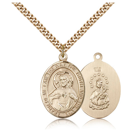 Gold Filled 1in Scapular Medal & 24in Chain