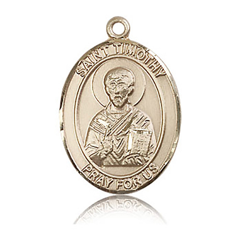 14kt Yellow Gold 1in St Timothy Medal